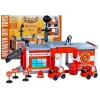 Lean-toys Baterijska gasilska postaja + avtomobili na torni pogon
