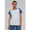 Womens T-shirt Contrast Raglan - white/blue