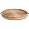 Casa Padrino luxury serving tray natural/brown A 83 x H. 9 cm - Round rattan tray with 2 handles - Gastronomy & Restaurant Accessories - Luxury Accessories