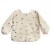 Mushie Long Sleeve Bib slinček Whales 6-24m 1 kos