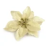 Poinsettia O14 cm z lureksom - zlata svetloba (50 kosov)