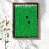 WallXpert uramljena MDF slika NAL073-70, dve crne mačke vire iz visoke zelene trave, 50 x 70 cm