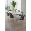 HANAH HOME Rasklopivi trpezarijski sto i stolice (7 delova) Asfel White Marble Grey