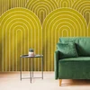 Tapeta gorčični vzorec mavrice Mid-Century - 539x363
