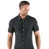 Svenjoyment Shimmering Lurex Tight-fitting Shirt with Short Sleeves 2161940 Black S