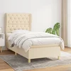 vidaXL Box spring postelja z vzmetnico krem 80x200 cm blago
