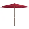 Vidaxl Zunanji senčnik z lesenim drogom 350 cm bordo
