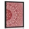 Plakat bela Mandala na rdečem ozadju - 60x90 silver