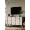 Hanah Home komoda Slim 150, 150 cm, antracit / travertin / zlatna