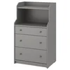 HAUGA Komoda s 3 fioke i policom, siva, 70x46x116 cm