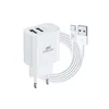 Punjač zidni RivaPower PS4001 WD3 EU wall charger white 2,4A/ 2USB, with Type-C cable, 12/96