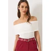 Bianco Lucci Ženska bluza na kratake rukave 60284012, Brod izrez, Bela