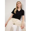 Trendyol Black Polo Collar Button-Down Regular/Standard Fit Crepe Shirt
