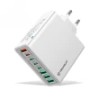 Stenski polnilec Techsuit CHPD224 z 8 izhodi (4x USB + 4x USB-C) in 65W hitrim polnjenjem - bel