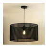 Duolla - Luster na sajli ROLLER RATTAN 1xE27/15W/230V prečnik 45 cm, crn