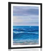 Plakat s paspartujem morski val na obali - 40x60 silver