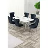 HANAH HOME Rasklopivi trpezarijski sto i stolice (7 delova) Esla White Marble Chrome Anthracite