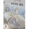Bubamara037 Set za krevetac sa ogradicom od jastuka Medvedić, bez lastiša, Plavo-Beli