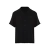 Trendyol Black Black Oversize Fit Summer Short Sleeve Linen Look Shirt Shirt
