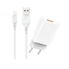 DENMEN DC01L Punjač za mobilne 2,4A + Lightning kabl bela