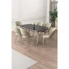 Hanah Home trpezarijski set Jita, sto i 6 stolica, ploča u dekoru Sonata, hromirane noge, krem tkanina Babyface