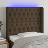 LED posteljno vzglavje temno rjavo 93x16x118/128 cm blago