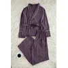 Trendyol Plum Belted Piping Detailed Double Breasted Viscose Woven Pajama Set