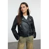 Trendyol Black Regular Faux Leather Birker Jacket Coat