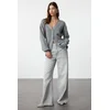Trendyol Gray V-Neck Knitwear Cardigan