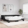 vidaXL Izvlečna dnevna postelja z vzmetnicami črna 90x200 cm blago