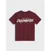 Sinsay - Pamučna majica sa natpisom - burgundy