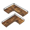 Songmics Kotna stenska polica komplet L-oblika 40x29x14 cm rjava