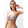 Trendyol Floral Pattern Balconette Tie Hipster Bikini Top