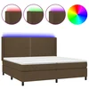 Krevet box spring s madracem LED tamnosmeđi 200x200 cm tkanina