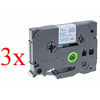 Komplet Brother TZe-FA3 / TZ-FA3 / PT / P-Touch 12mm, tekstilni trak (fabric), kompatibilni trakovi (3) - moder izpis / bel trak
