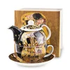 Porcelanski vrč Tea for One s skodelico in krožnikom z motivom Gustava Klimta