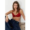 Trendyol Burgundy Lace Demi Covered Knitted Bra