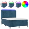 Vidaxl Box spring postelja z vzmetnico LED temno modra 140x200cm žamet
