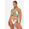 Trendyol High Leg Bikini Bottoms With Ecru Accessories