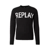 REPLAY Pulover Masche črna/bela