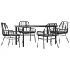 5-dijelni vrtni blagovaonski set s jastucima od crnog