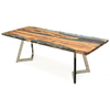 Casa Padrino luxury dining table brown/silver 230 x 100 x H. 76 cm - Rectangular kitchen table with epoxy resin - Dining room furniture - Epoxy resin furniture - Luxury furniture