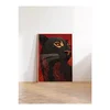 WallXpert uramljena slika 115267, crni panter u crveno-crnim tonovima, 50 x 70 cm, ram u boji prirodnog drveta