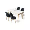HANAH HOME Rasklopivi trpezarijski sto i stolice (5 delova) Nira White Gold Anthracite
