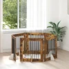 Vrata za pse s postoljem 6 pcs Dimljeni hrast 80 x 80 cm