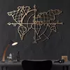 WALLXPERT World Map Compass Gold