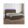VIDAXL Box spring postelja z vzmetnico LED temno rjava 180x200cm blago