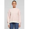Womens Oversized Striped Sweatshirt - Pink/Cream