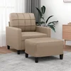 Fotelja s tabureom boja cappuccina 60 cm od umjetne kože
