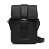 Torbica za okrog pasu Calvin Klein Leather Slim Flap Reporter LV04D3323G Črna